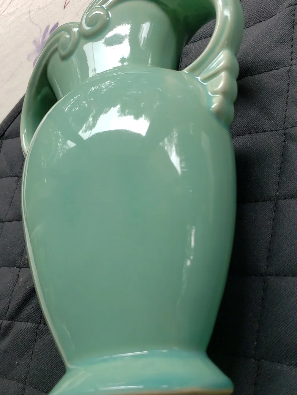 Seafoam Green Ceramic Double-Handled Vase - MCM